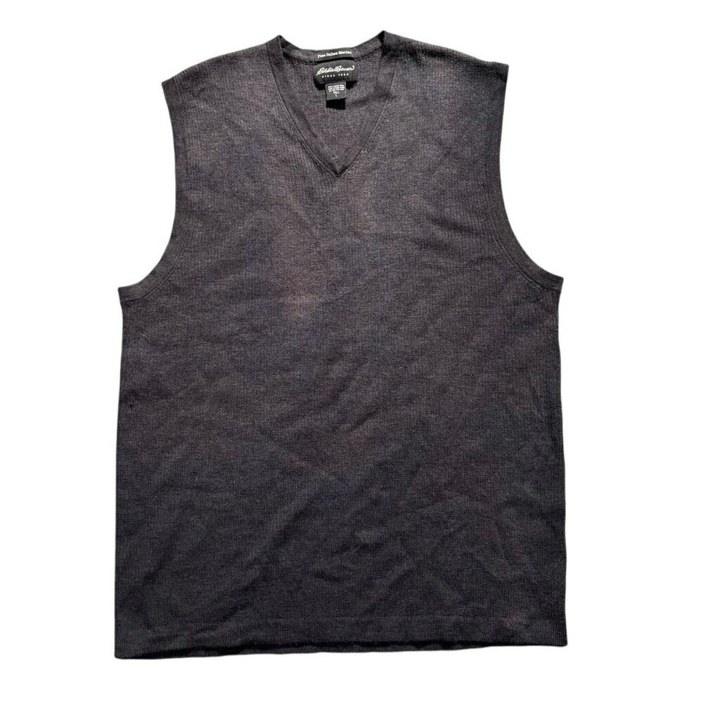 100% Merino Wool Eddie Bauer Sweater Vest Charcoal Gray Tall Large